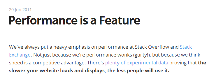 performance is a feature - coding horror blog